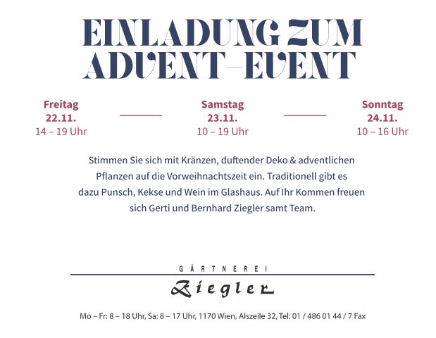 Einladung Zum Advent Event 19 Gartnerei Ziegler